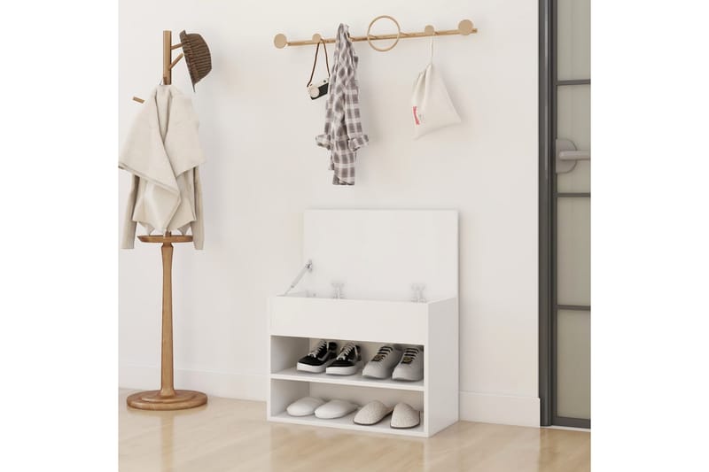 Skobenk hvit 60x30x45 cm sponplater - Hvit - Møbler - Stoler & lenestoler - Benk - Skohylle med benk