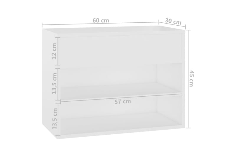 Skobenk hvit 60x30x45 cm sponplater - Hvit - Gangoppbevaring - Skohylle med benk