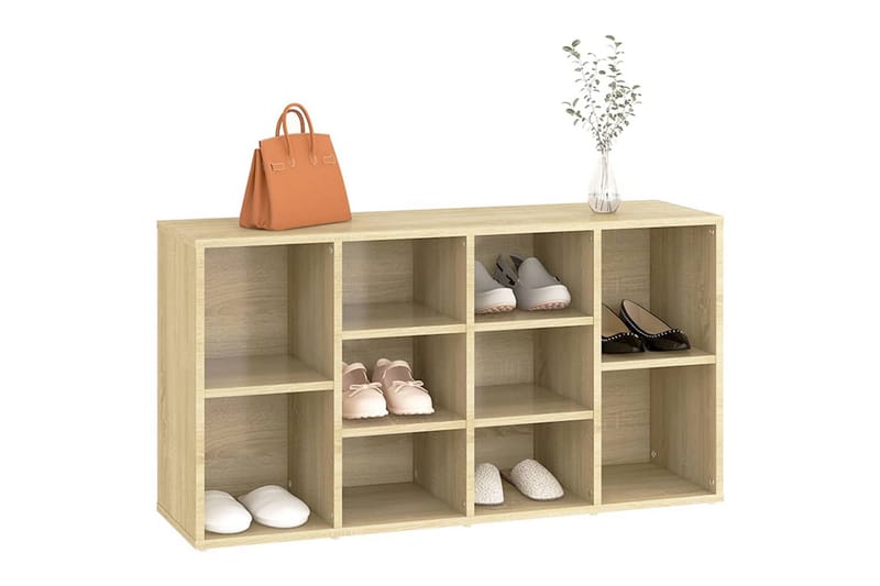 Skobenk sonoma eik 103x30x54,5 cm sponplater - Brun - Møbler - Stoler & lenestoler - Benk - Skohylle med benk