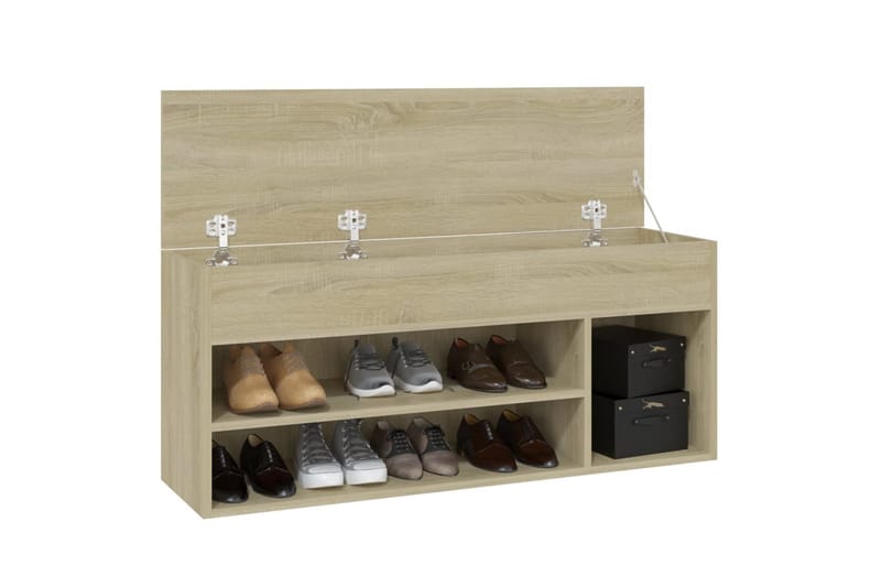 Skobenk sonoma eik 105x30x45 cm sponplater - Brun - Møbler - Stoler & lenestoler - Benk - Skohylle med benk