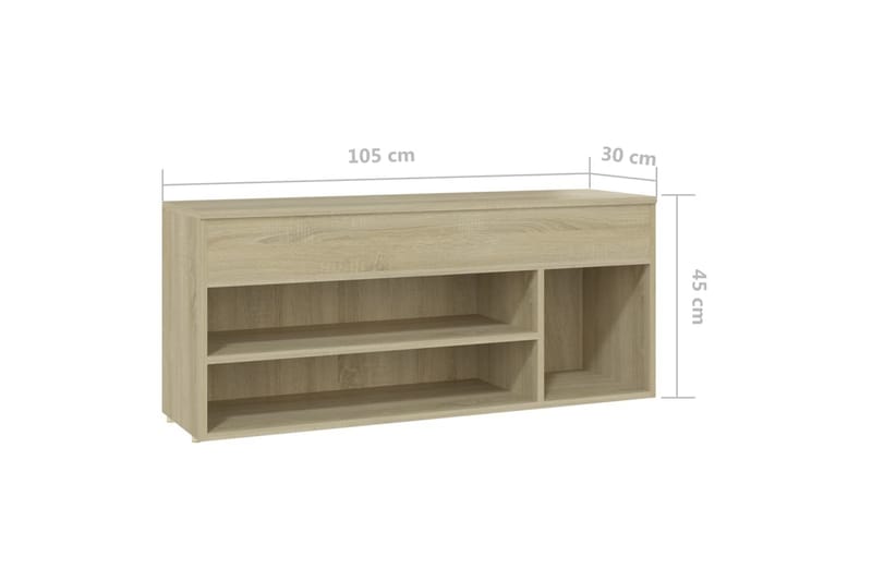 Skobenk sonoma eik 105x30x45 cm sponplater - Brun - Gangoppbevaring - Skohylle med benk