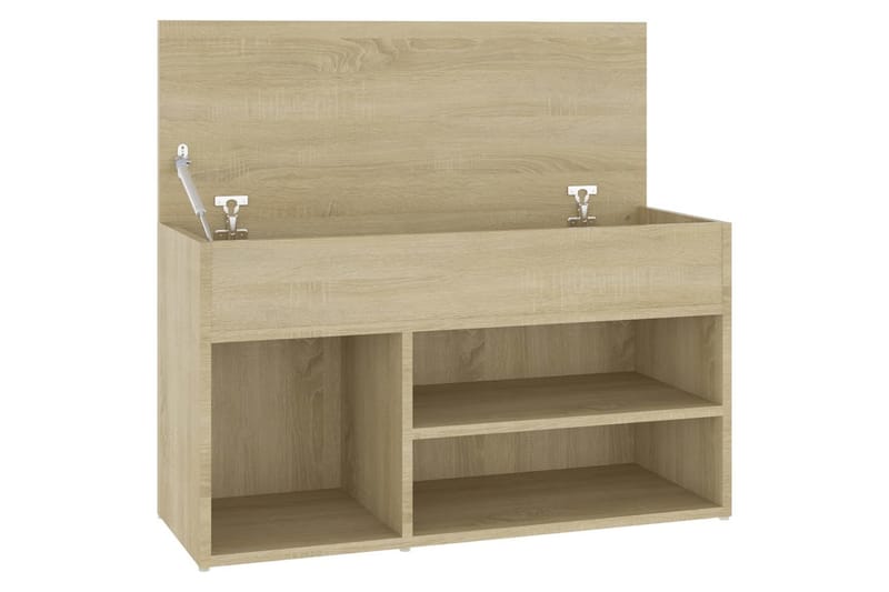 Skobenk sonoma eik 80x30x45 cm sponplater - Brun - Møbler - Stoler & lenestoler - Benk - Skohylle med benk