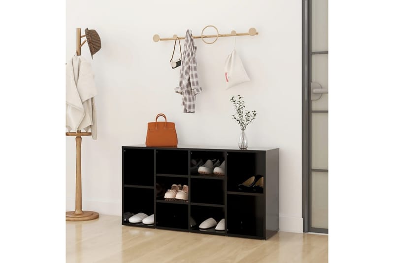 Skobenk svart 103x30x54,5 cm sponplater - Svart - Møbler - Stoler & lenestoler - Benk - Skohylle med benk