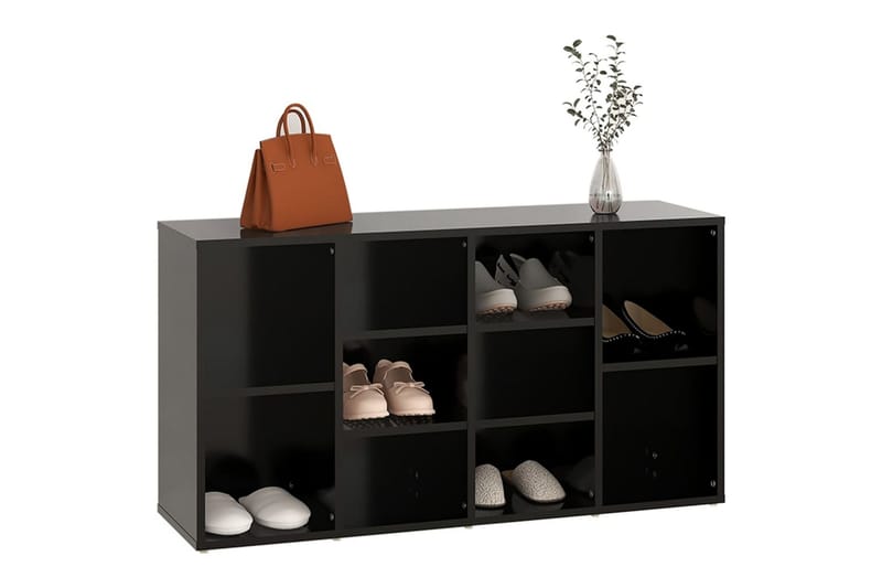 Skobenk svart 103x30x54,5 cm sponplater - Svart - Møbler - Stoler & lenestoler - Benk - Skohylle med benk