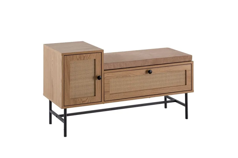 Skoskap Wohnling Polstret benk i eikfolieoptikk 1 dør 1 skuff, undefined