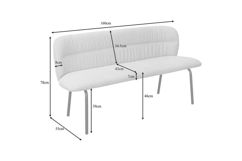 Spisebenk Casey Grå - Grå - Møbler - Stoler & lenestoler - Benk