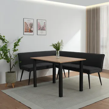 Spisebenk Loft24 Watford Antrasitt Hjørnebenk - Antracit - Møbler - Stoler & lenestoler - Benk