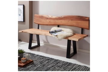 Spisestuebenk Wohnling Heltre tre kant med metallben landstil Med ryggstøtte, 180 cm - Med ryggstøtte, 180 cm - Møbler - Stoler & lenestoler - Benk