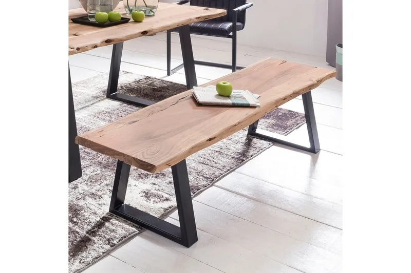 Spisestuebenk Wohnling Heltre tre kant med metallben landstil Uten ryggstøtte, 160 cm - Uten ryggstøtte, 160 cm - Møbler - Stoler & lenestoler - Benk - Entrebenk