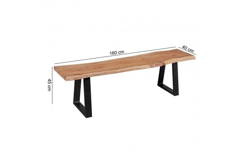 Spisestuebenk Wohnling Heltre tre kant med metallben landstil Uten ryggstøtte, 160 cm - Uten ryggstøtte, 160 cm - Møbler - Stoler & lenestoler - Benk - Entrebenk