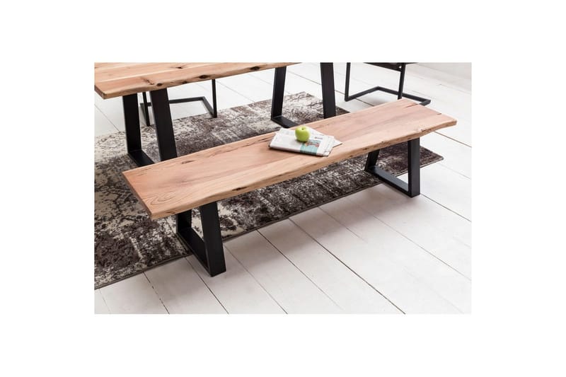 Spisestuebenk Wohnling Heltre tre kant med metallben landstil Uten ryggstøtte, 160 cm - Uten ryggstøtte, 160 cm - Møbler - Stoler & lenestoler - Benk - Entrebenk