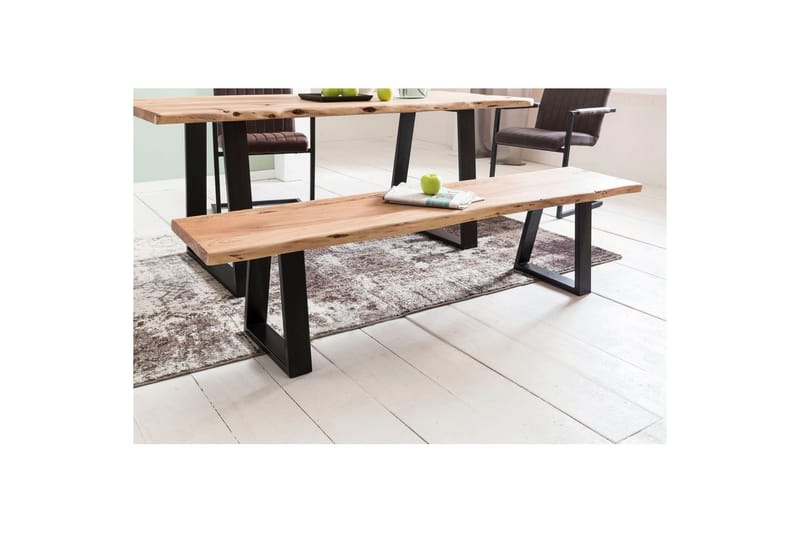 Spisestuebenk Wohnling Heltre tre kant med metallben landstil Uten ryggstøtte, 160 cm - Uten ryggstøtte, 160 cm - Møbler - Bord - Spisebord & kjøkkenbord