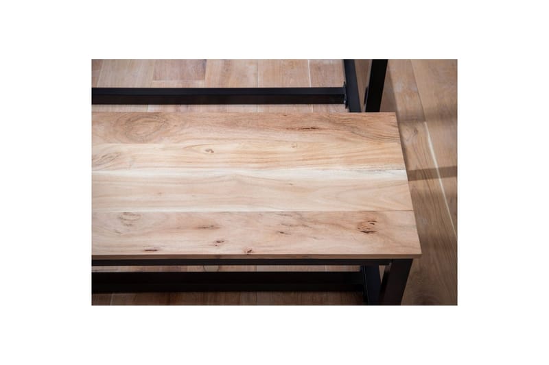 Spisestuebenk Wohnling massivt tre industriell loft stil med metallbein 120 cm - 120 cm - Møbler - Stoler & lenestoler - Benk - Entrebenk