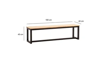 Spisestuebenk Wohnling massivt tre industriell loft stil med metallbein 160 cm - 160 cm - Møbler - Stoler & lenestoler - Benk - Entrebenk