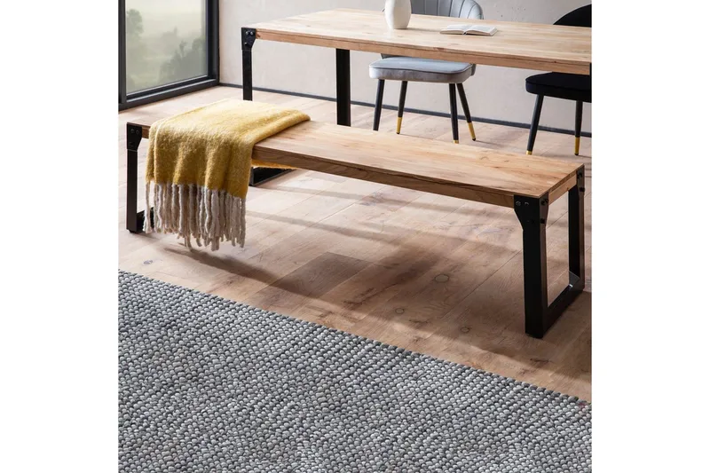 Spisestuebenk Wohnling massivt tre industriell stil med metallbein 120 cm - 120 cm - Møbler - Stoler & lenestoler - Benk - Entrebenk