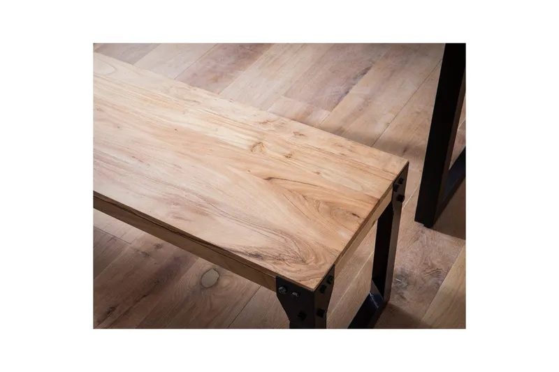 Spisestuebenk Wohnling massivt tre industriell stil med metallbein 120 cm - 120 cm - Møbler - Stoler & lenestoler - Benk - Entrebenk