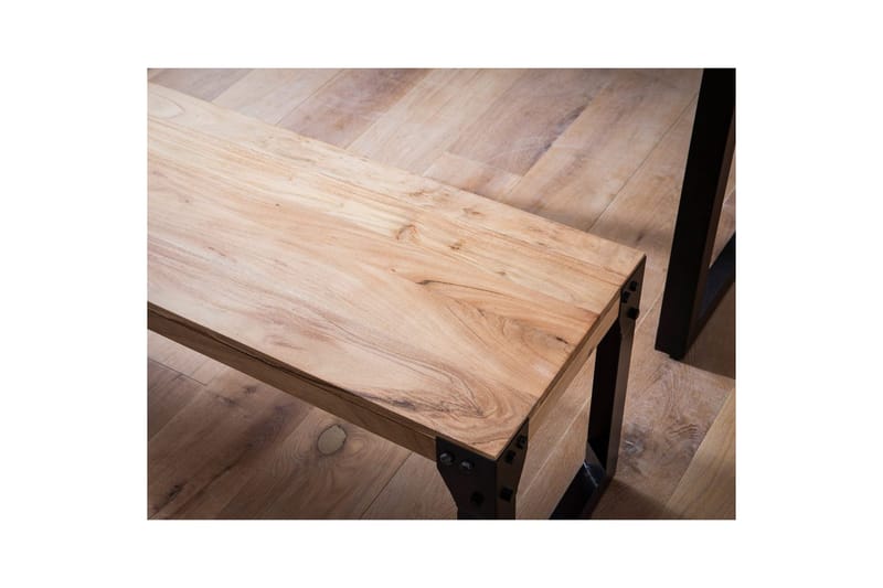 Spisestuebenk Wohnling massivt tre industriell stil med metallbein 140 cm - 140 cm - Møbler - Stoler & lenestoler - Benk - Entrebenk