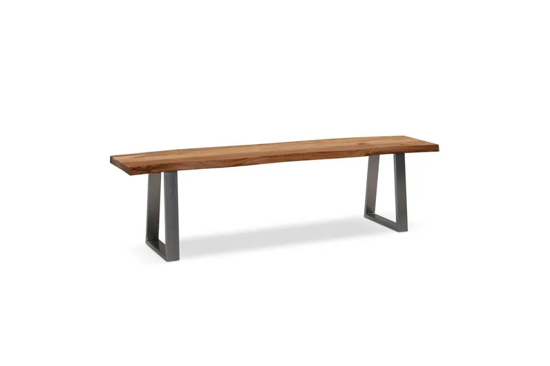 Spisestuebenk Wohnling Massivt tre med metallben trekant landlig stil Sølv, rett, 120 cm - Sølv, rett, 120 cm - Møbler - Stoler & lenestoler - Benk - Entrebenk