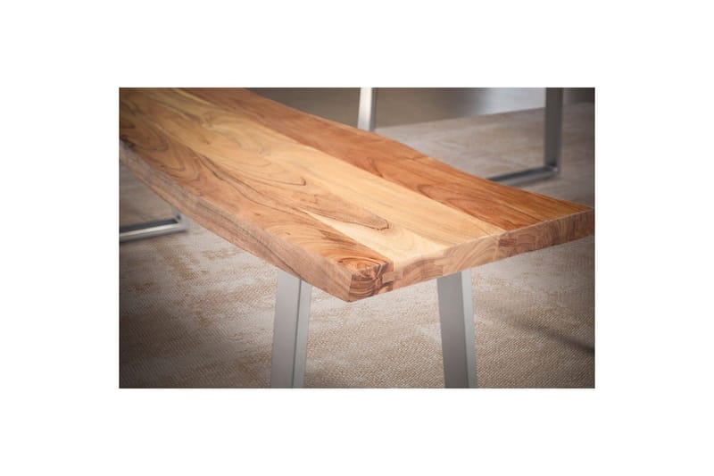 Spisestuebenk Wohnling Massivt tre med metallben trekant landlig stil Sølv, rett, 120 cm - Sølv, rett, 120 cm - Møbler - Stoler & lenestoler - Benk - Entrebenk