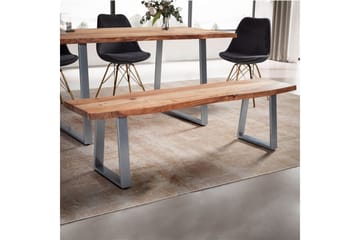 Spisestuebenk Wohnling Massivt tre med metallben trekant landlig stil Sølv, rett, 140 cm - Sølv, rett, 140 cm - Møbler - Stoler & lenestoler - Benk - Entrebenk