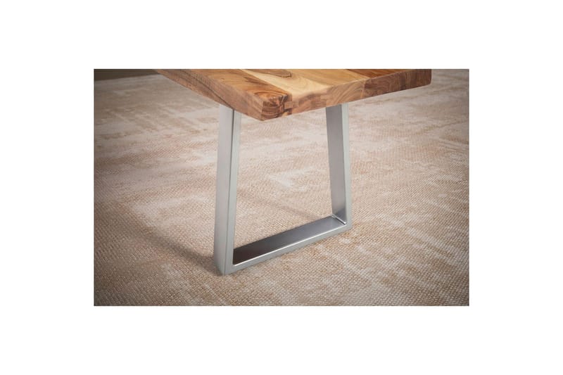 Spisestuebenk Wohnling Massivt tre med metallben trekant landlig stil Sølv, rett, 140 cm - Sølv, rett, 140 cm - Møbler - Stoler & lenestoler - Benk - Entrebenk