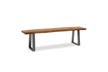 Spisestuebenk Wohnling Massivt tre med metallben trekant landlig stil Sølv, rett, 180 cm