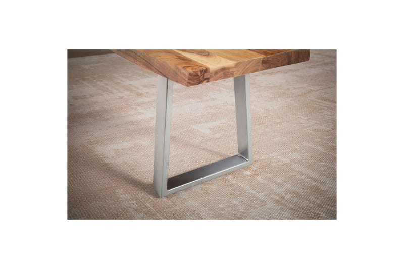 Spisestuebenk Wohnling Massivt tre med metallben trekant landlig stil Sølv, rett, 180 cm - Sølv, rett, 180 cm - Møbler - Bord - Spisebord & kjøkkenbord