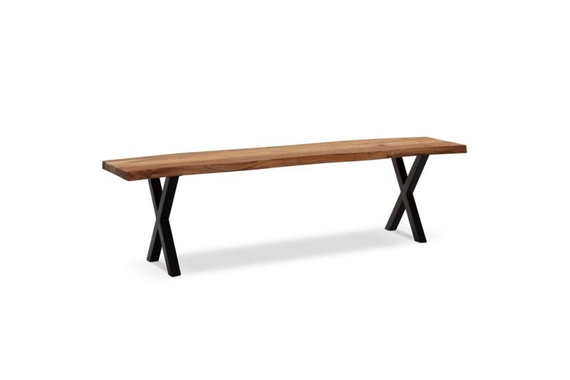 Spisestuebenk Wohnling Massivt tre med metallben trekant landlig stil Svart, krysset, 160 cm - Svart, krysset, 160 cm - Møbler - Bord - Spisebord & kjøkkenbord