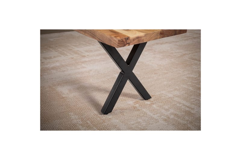 Spisestuebenk Wohnling Massivt tre med metallben trekant landlig stil Svart, krysset, 180 cm - Svart, krysset, 180 cm - Møbler - Bord - Spisebord & kjøkkenbord