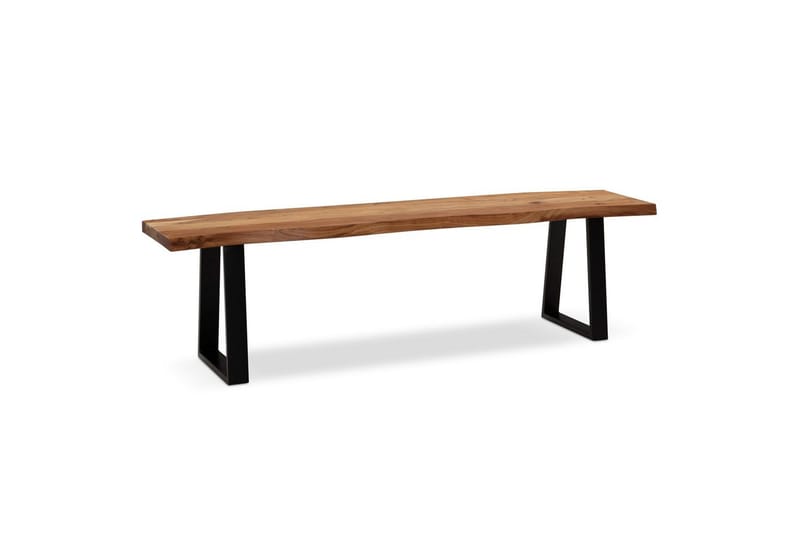 Spisestuebenk Wohnling Massivt tre med metallben trekant landlig stil Svart, Rett, 120 cm - Svart, Rett, 120 cm - Møbler - Bord - Spisebord & kjøkkenbord