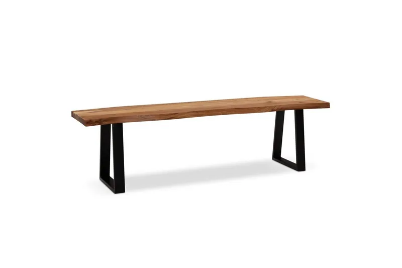 Spisestuebenk Wohnling Massivt tre med metallben trekant landlig stil Svart, Rett, 140 cm - Svart, Rett, 140 cm - Møbler - Stoler & lenestoler - Benk - Entrebenk