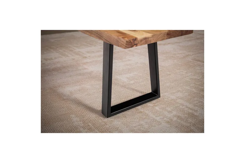 Spisestuebenk Wohnling Massivt tre med metallben trekant landlig stil Svart, Rett, 180 cm - Svart, Rett, 180 cm - Møbler - Stoler & lenestoler - Benk - Entrebenk