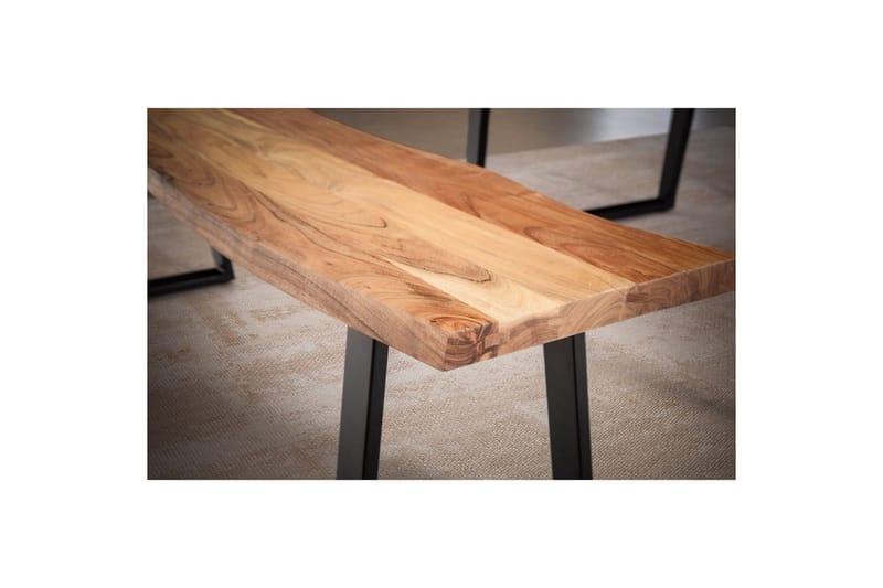 Spisestuebenk Wohnling Massivt tre med metallben trekant landlig stil Svart, Rett, 180 cm - Svart, Rett, 180 cm - Møbler - Bord - Spisebord & kjøkkenbord
