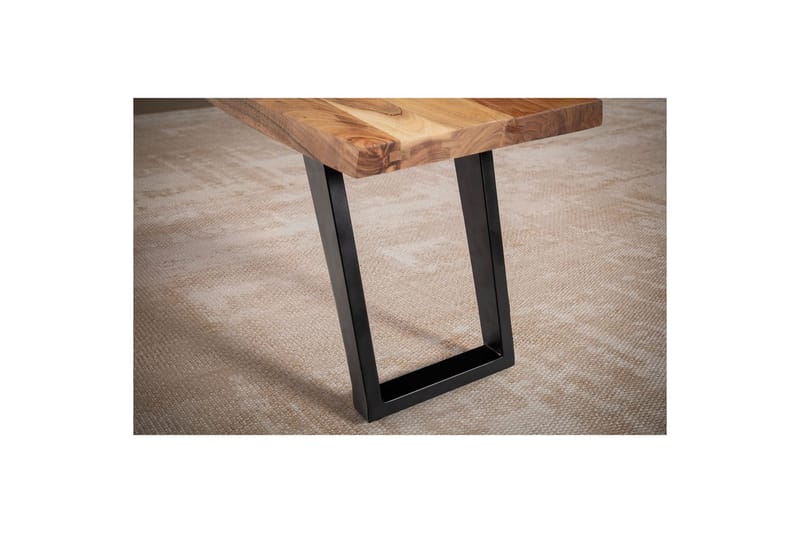 Spisestuebenk Wohnling Massivt tre med metallben trekant landlig stil Svart, vinklet, 180 cm - Svart, vinklet, 180 cm - Møbler - Bord - Spisebord & kjøkkenbord
