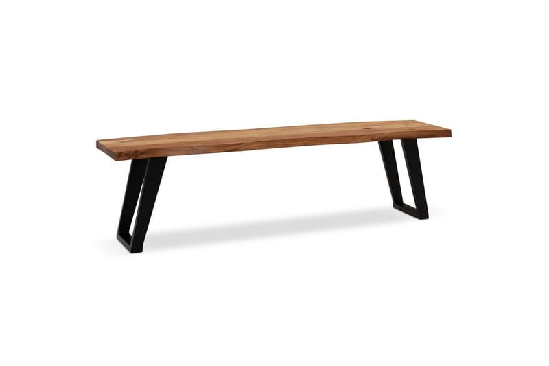 Spisestuebenk Wohnling Massivt tre med metallben trekant landlig stil Svart, vinklet, 180 cm - Svart, vinklet, 180 cm - Møbler - Bord - Spisebord & kjøkkenbord