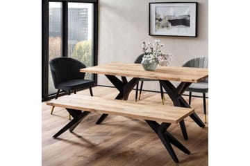 Spisestuebenk Wohnling massivt tre moderne loftstil med metallben 160 cm - 160 cm - Møbler - Stoler & lenestoler - Benk - Entrebenk
