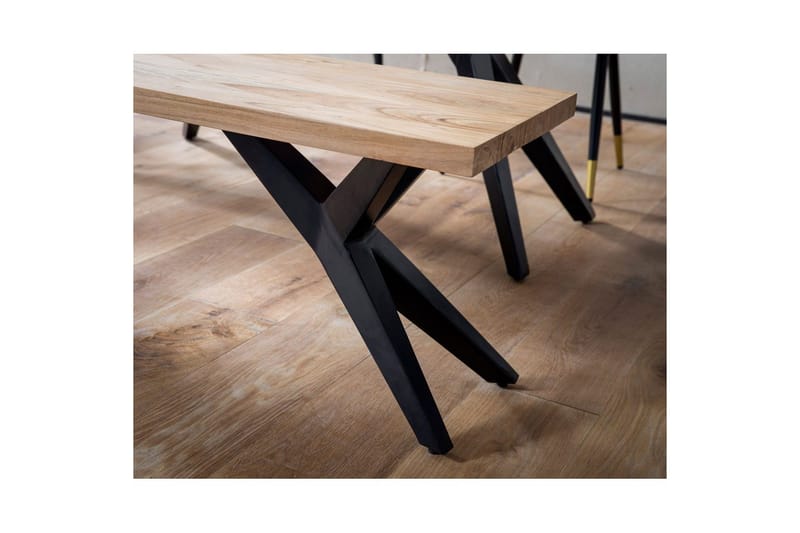 Spisestuebenk Wohnling massivt tre moderne loftstil med metallben 160 cm - 160 cm - Møbler - Stoler & lenestoler - Benk - Entrebenk