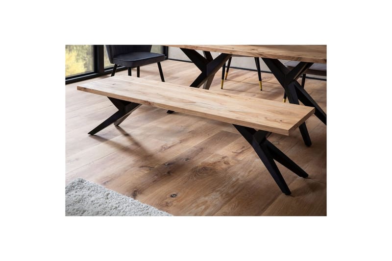 Spisestuebenk Wohnling massivt tre moderne loftstil med metallben 175 cm - 175 cm - Møbler - Stoler & lenestoler - Benk - Entrebenk