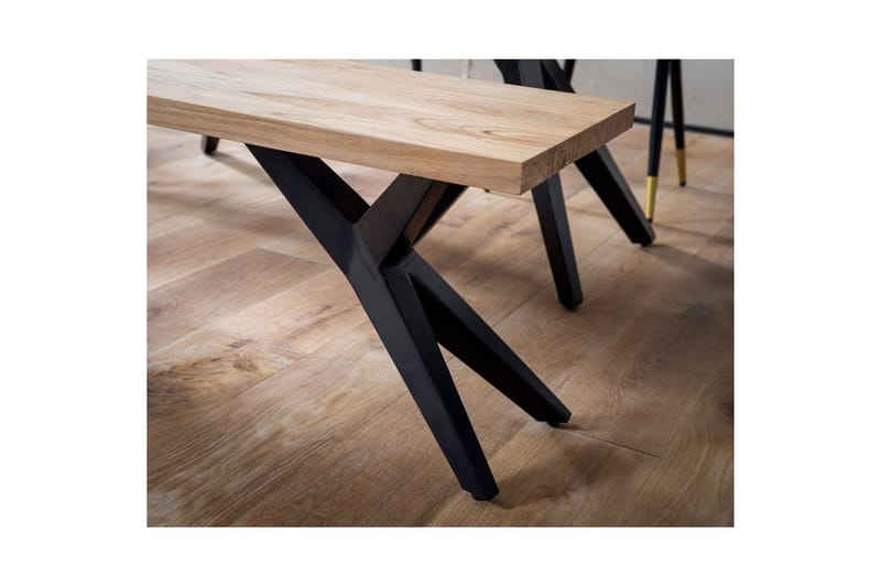 Spisestuebenk Wohnling massivt tre moderne loftstil med metallben 175 cm - 175 cm - Møbler - Stoler & lenestoler - Benk - Entrebenk
