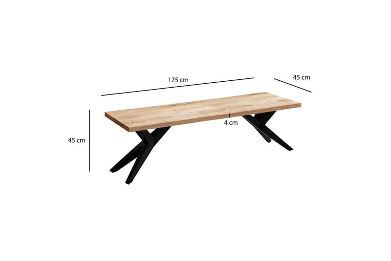 Spisestuebenk Wohnling massivt tre moderne loftstil med metallben 175 cm - 175 cm - Møbler - Stoler & lenestoler - Benk - Entrebenk