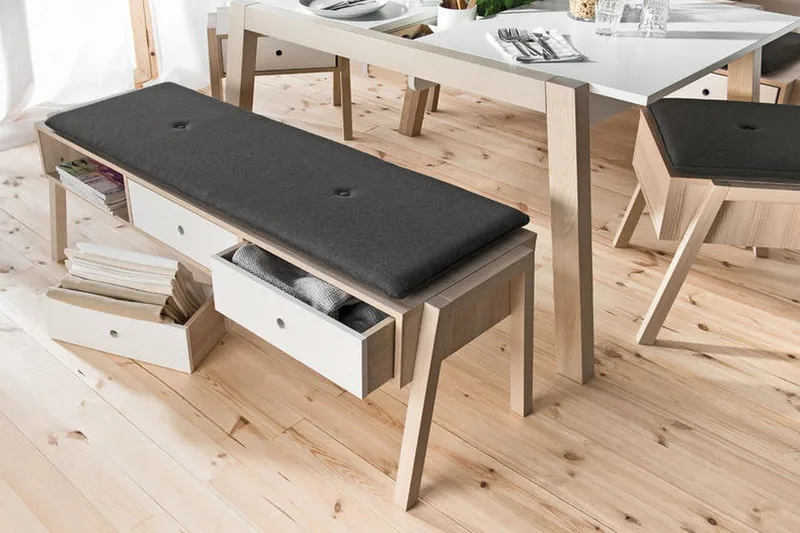 SPOT Benk med Oppbevaring Tre / Natur / Hvit - VOX - Møbler - Stoler & lenestoler - Benk - Entrebenk - Entrebenk med oppbevaring