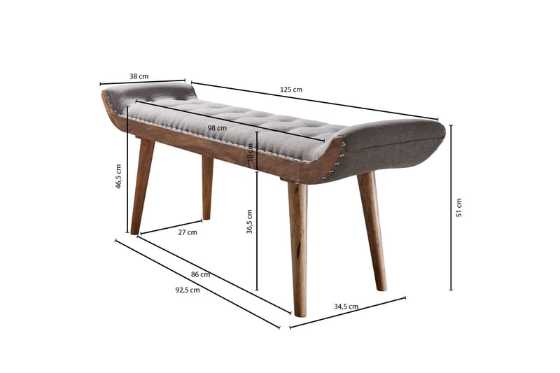 Timiothy Sittebenk - Grå - Møbler - Stoler & lenestoler - Benk - Entrebenk