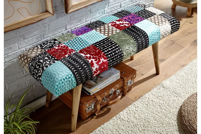 Tultered Sittebenk 117 cm - Flerfarget - Møbler - Stoler & lenestoler - Benk - Entrebenk