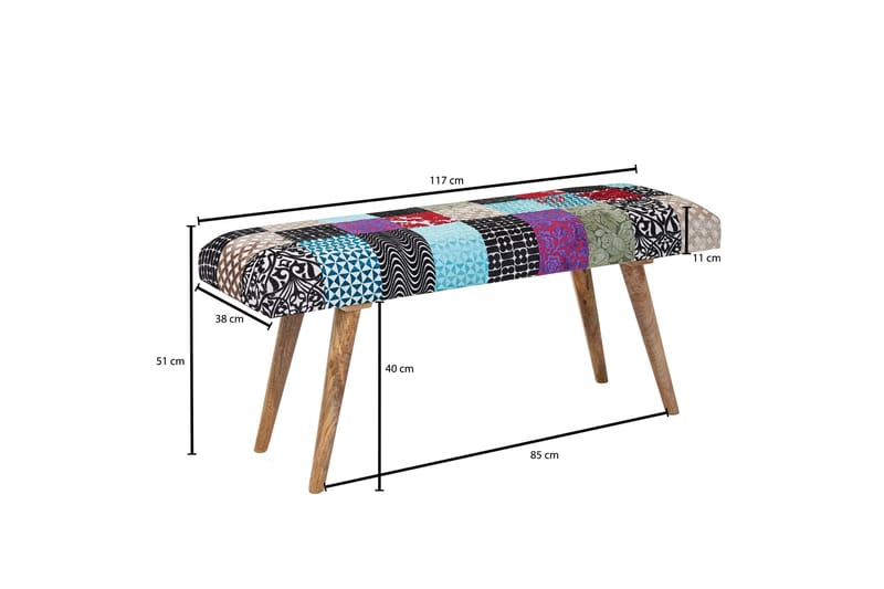 Tultered Sittebenk 117 cm - Flerfarget - Møbler - Stoler & lenestoler - Benk - Entrebenk