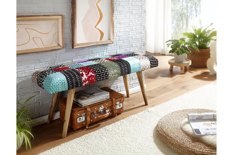 Tultered Sittebenk 117 cm - Flerfarget - Møbler - Stoler & lenestoler - Benk - Entrebenk