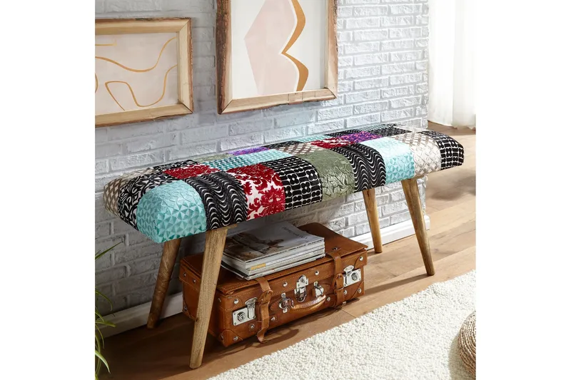 Tultered Sittebenk 117 cm - Flerfarget - Møbler - Stoler & lenestoler - Benk - Entrebenk