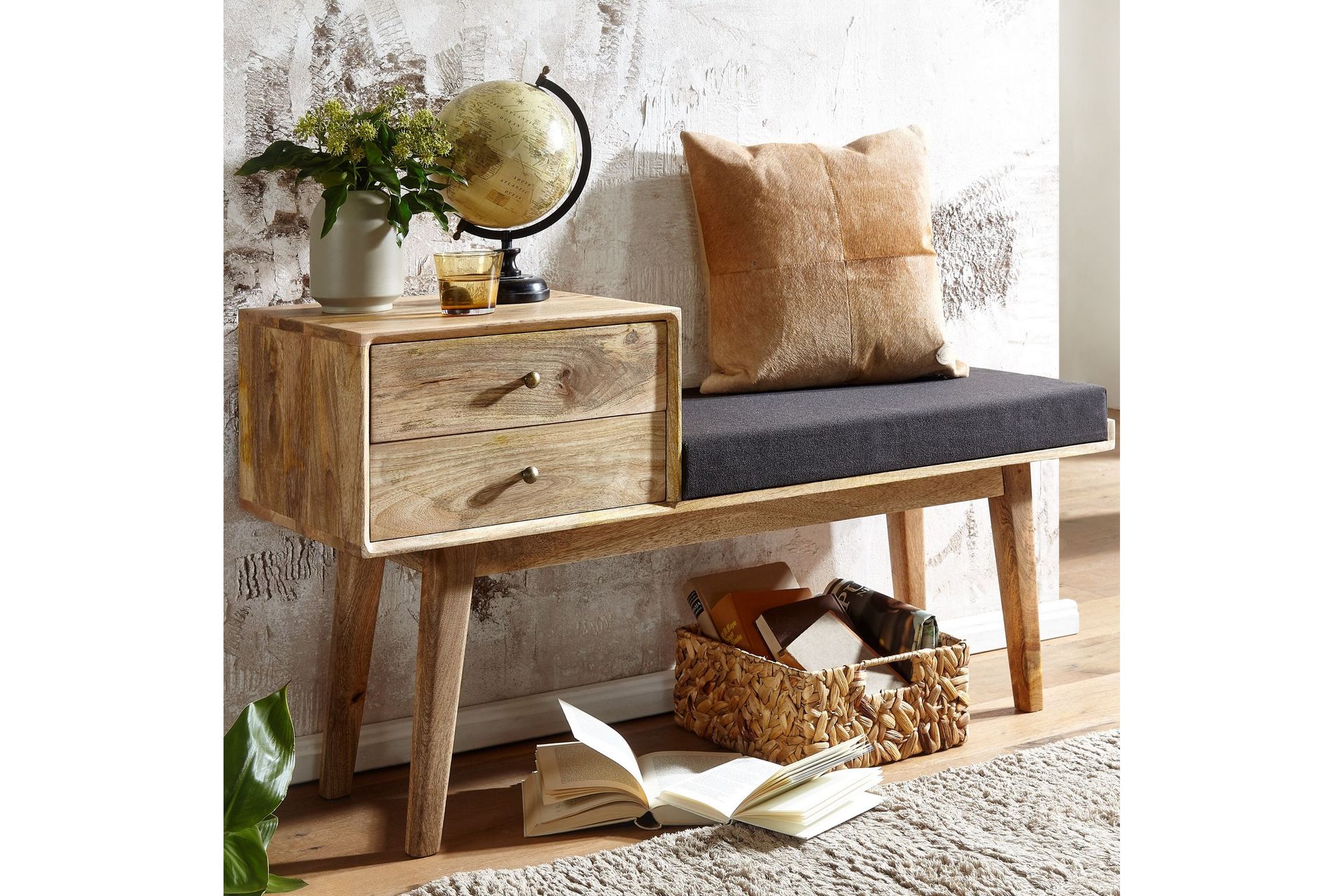 Tultered Sittebenk 120 cm - Brun - Møbler - Stoler & lenestoler - Benk - Entrebenk - Entrebenk med oppbevaring