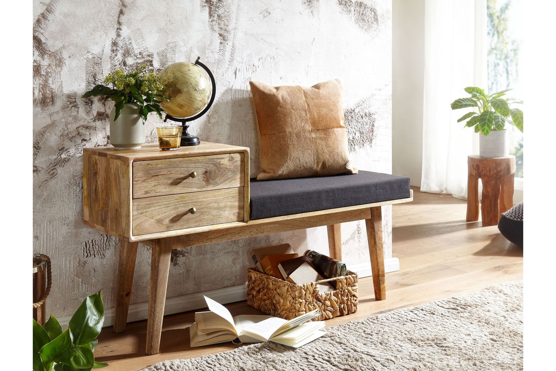 Tultered Sittebenk 120 cm - Brun - Møbler - Stoler & lenestoler - Benk - Entrebenk - Entrebenk med oppbevaring
