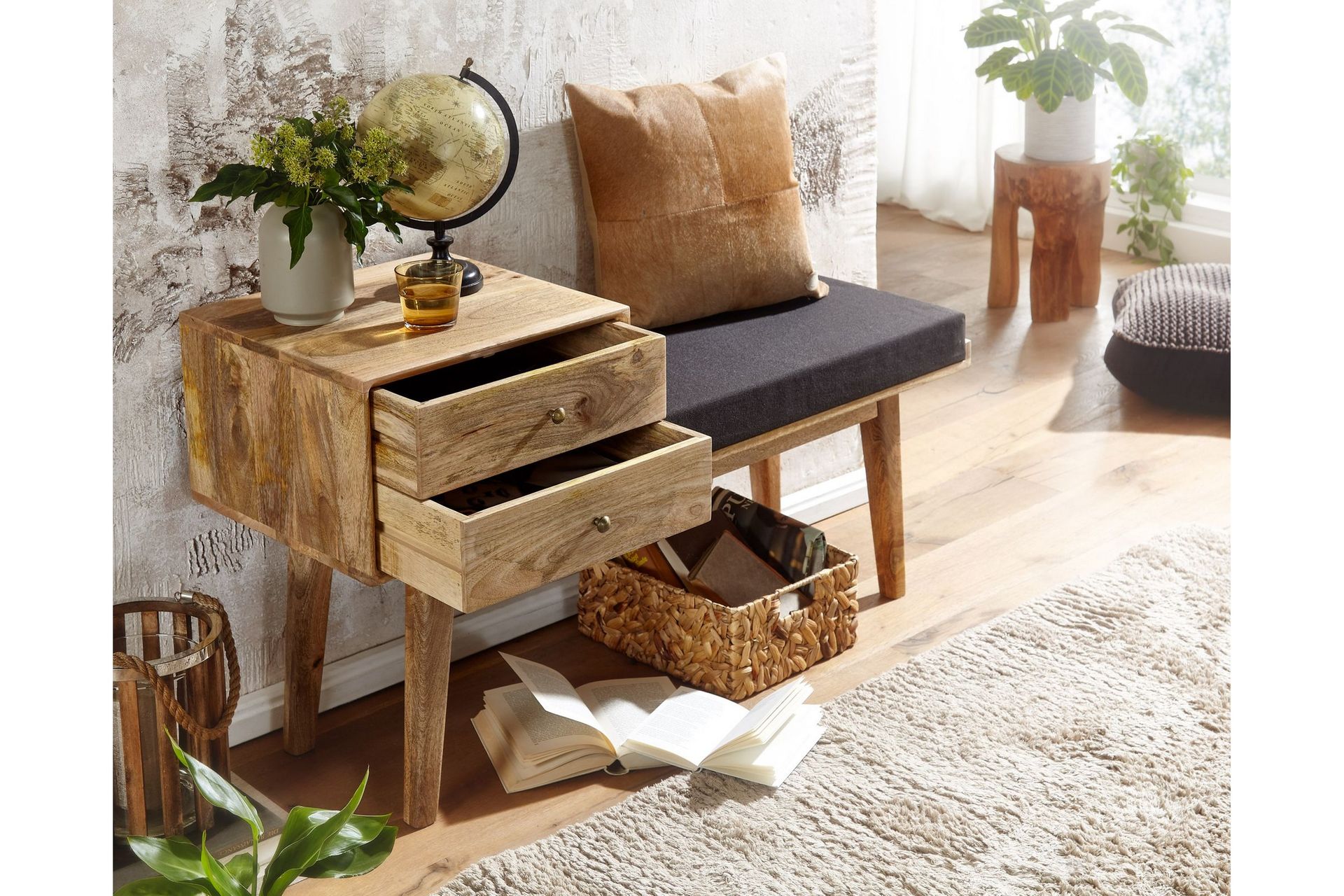 Tultered Sittebenk 120 cm - Brun - Møbler - Stoler & lenestoler - Benk - Entrebenk - Entrebenk med oppbevaring