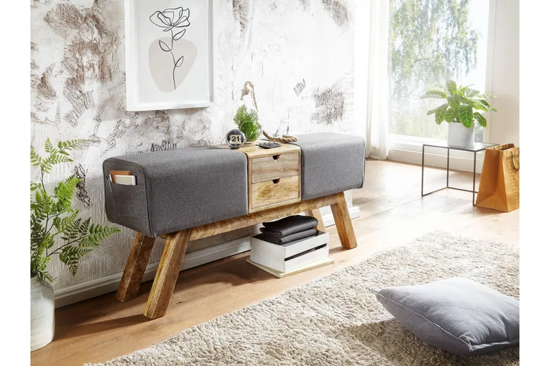 Tultered Sittebenk 120 cm - Brun - Møbler - Stoler & lenestoler - Benk - Entrebenk - Entrebenk med oppbevaring